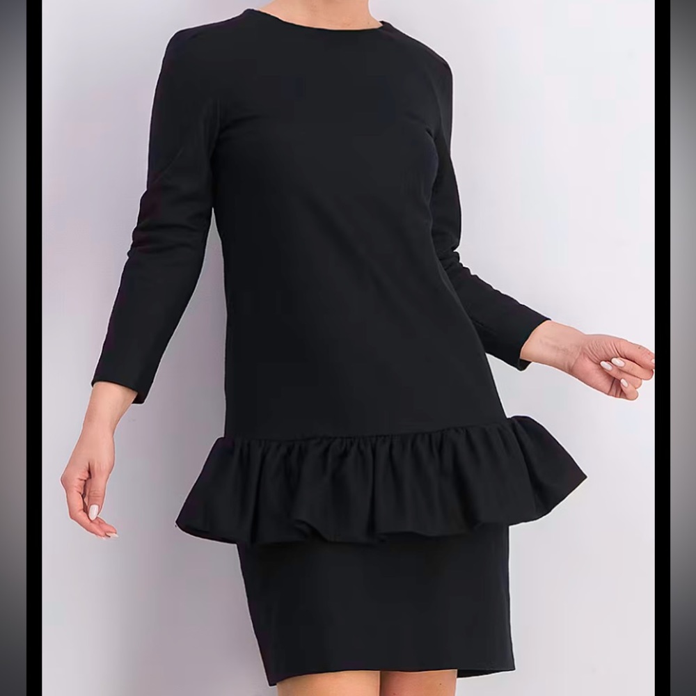 Dries Van Noten Black Ruffle Sheath Dress Size 44